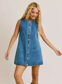 Denim Button Shift Dress