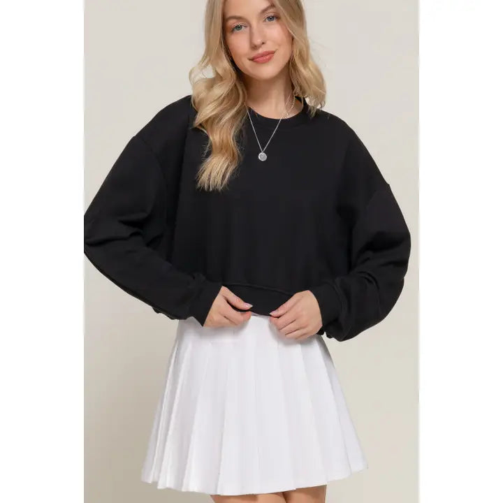 French Terry Crop Pullover (black)