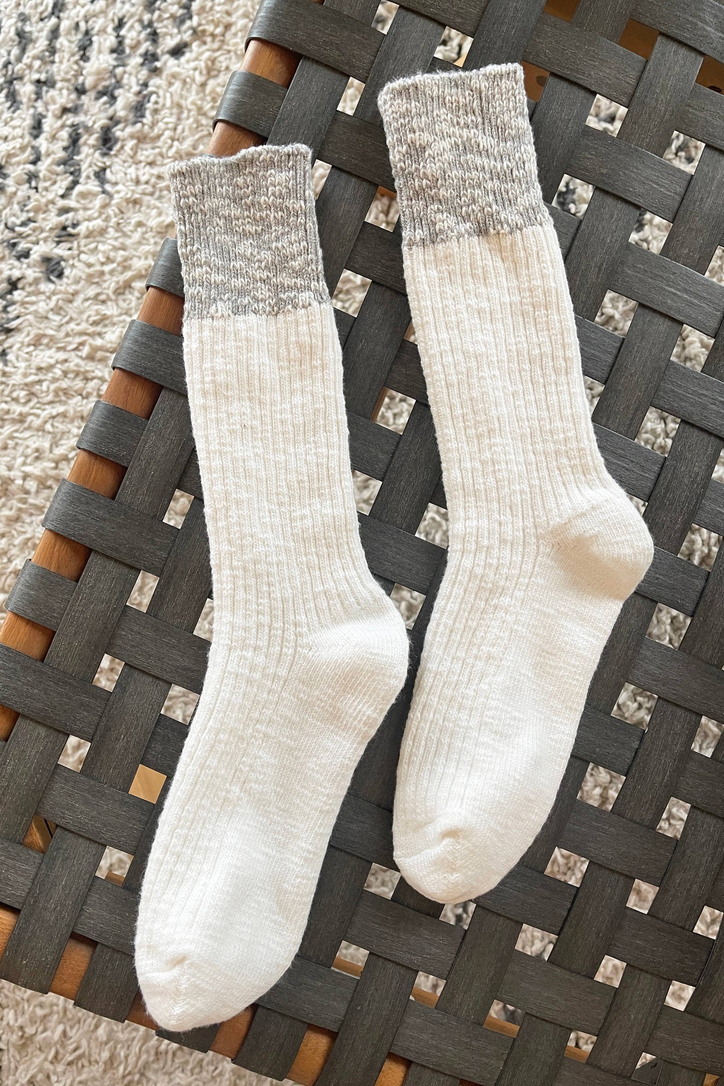Color Block Cottage Socks (oatmeal & flax)