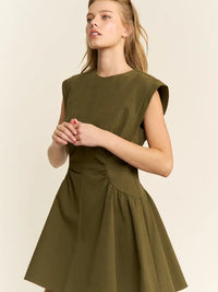 Olivia Ruched Dress (olive) - GEORGE-MARY'S