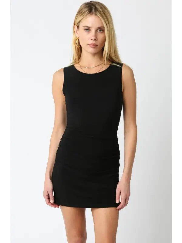 Emilie Boatneck Mini Dress (black)