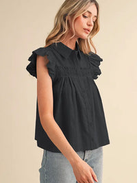 Ruffled Trim Blouse (black)