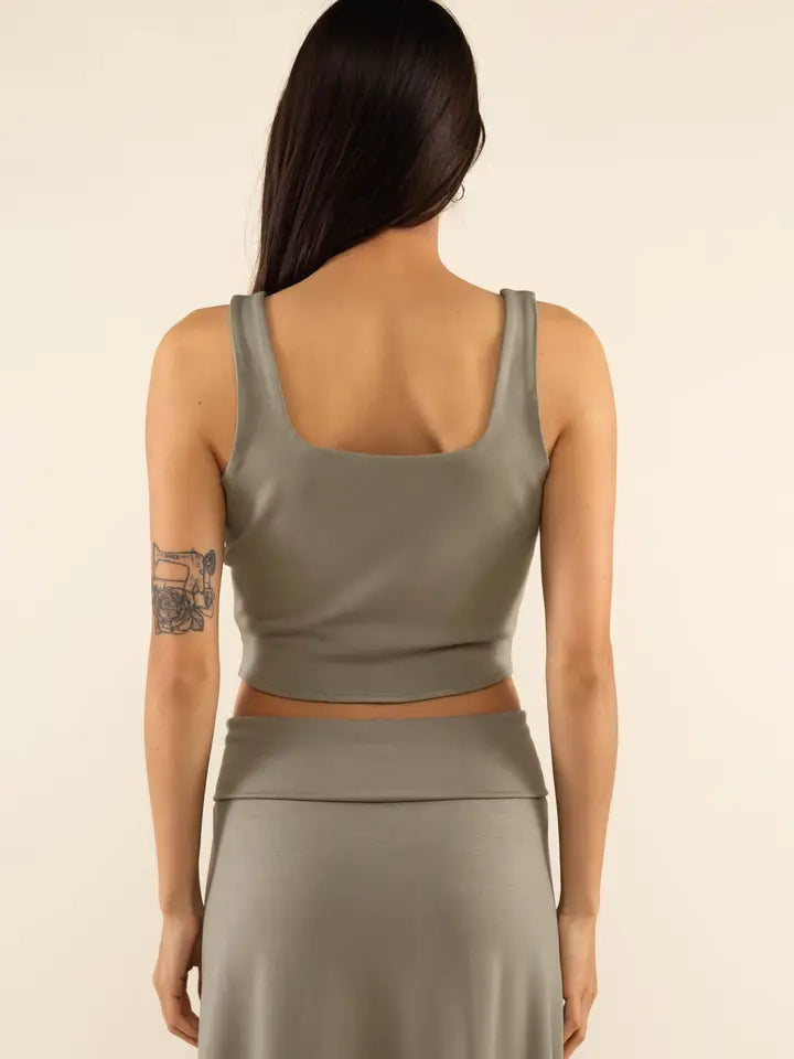 Square Neck Corset Top (sage olive)