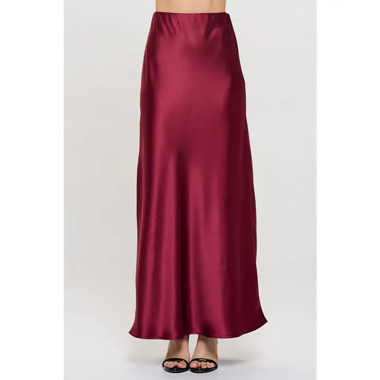 Satin Maxi Skirt (burgundy)