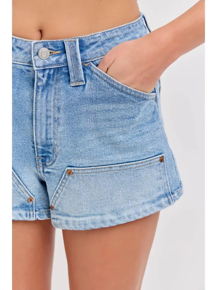 High Rise A-Line Patch Shorts