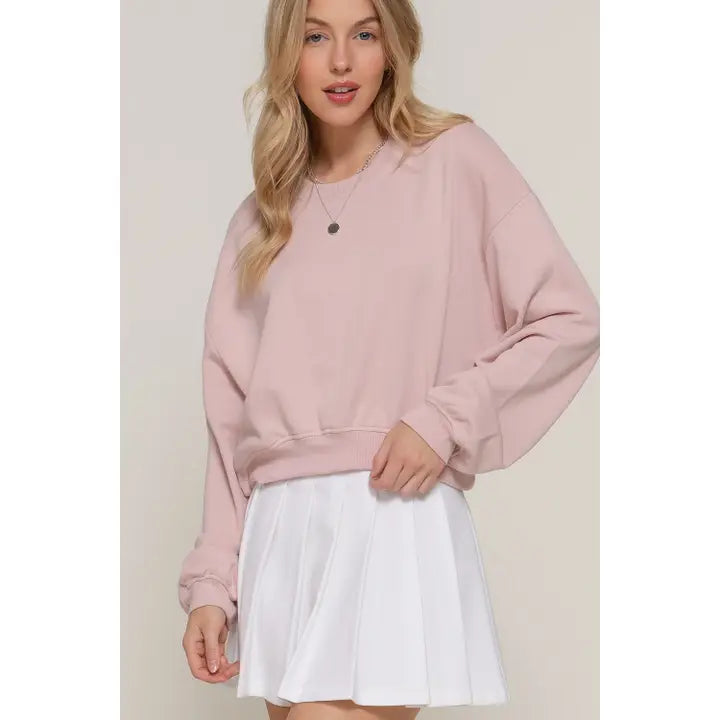 French Terry Crop Pullover (pink)