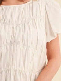 Shirred Cap Sleeve Top (white)