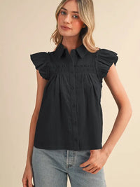 Ruffled Trim Blouse (black)
