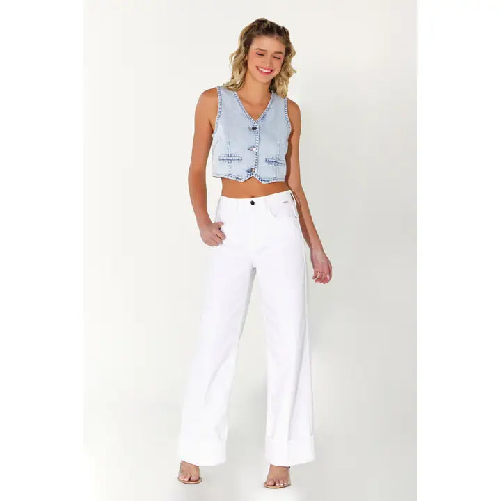 Kennedy High Rise Cuffed Denim (white)