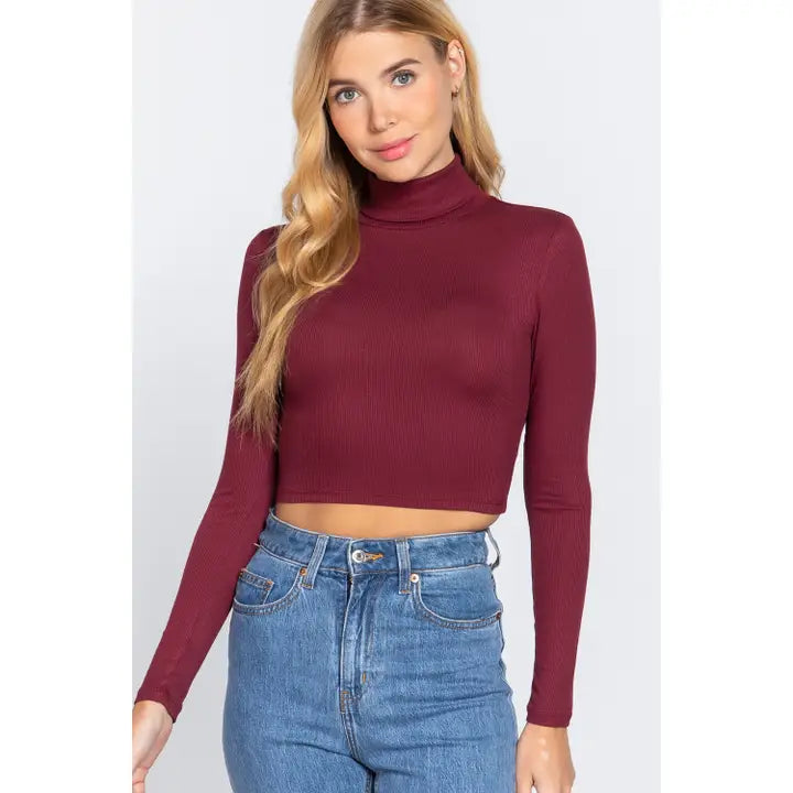 Maroon Turtleneck Top