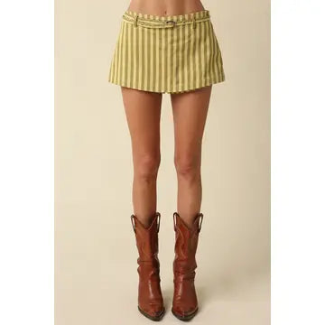 Lime Striped Mini Skirt