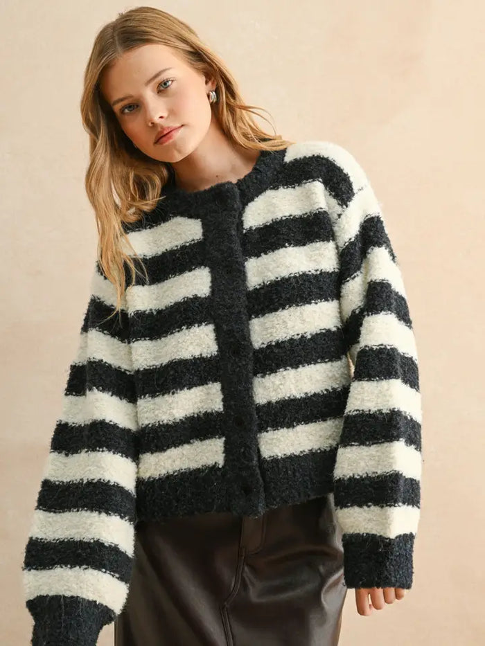 Boucle Striped Cardigan