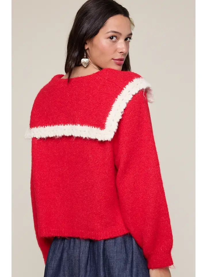 Bowie Red Collared Sweater