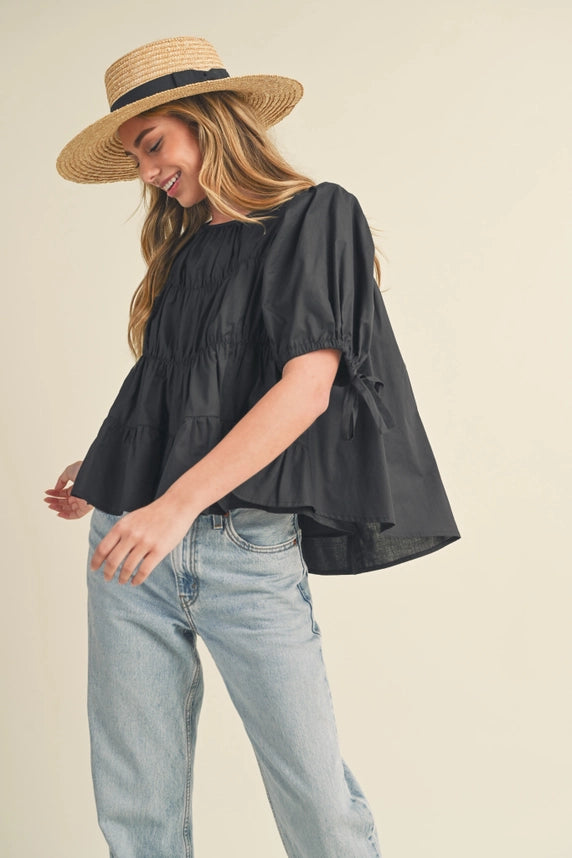Tiered Shirring Top (black)