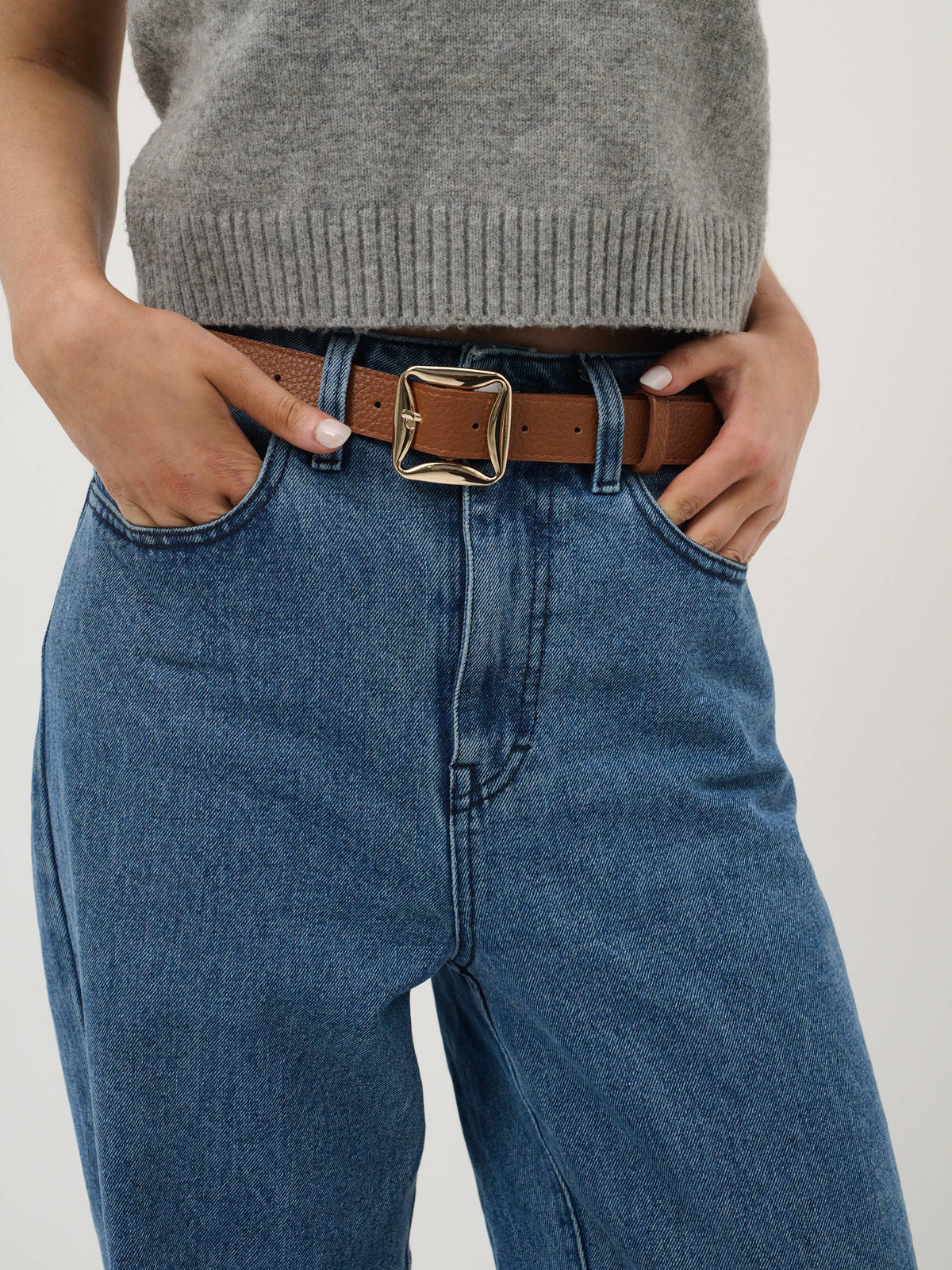 Matte Maison Square Buckle Belt - GEORGE-MARY'S