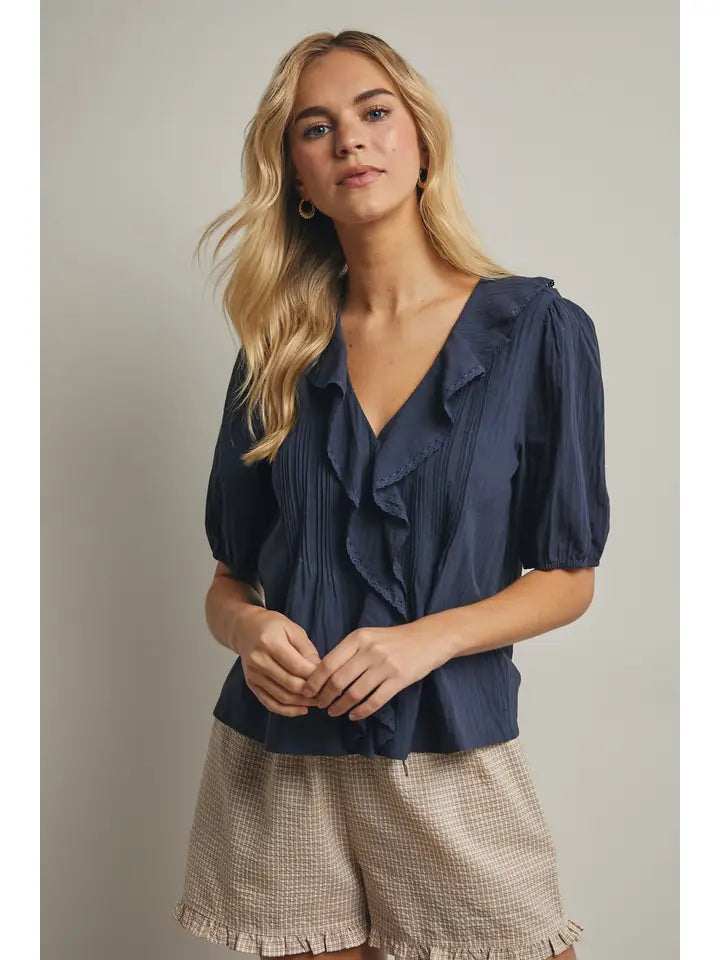 Louise Ruffled Top (ink) - GEORGE-MARY'S