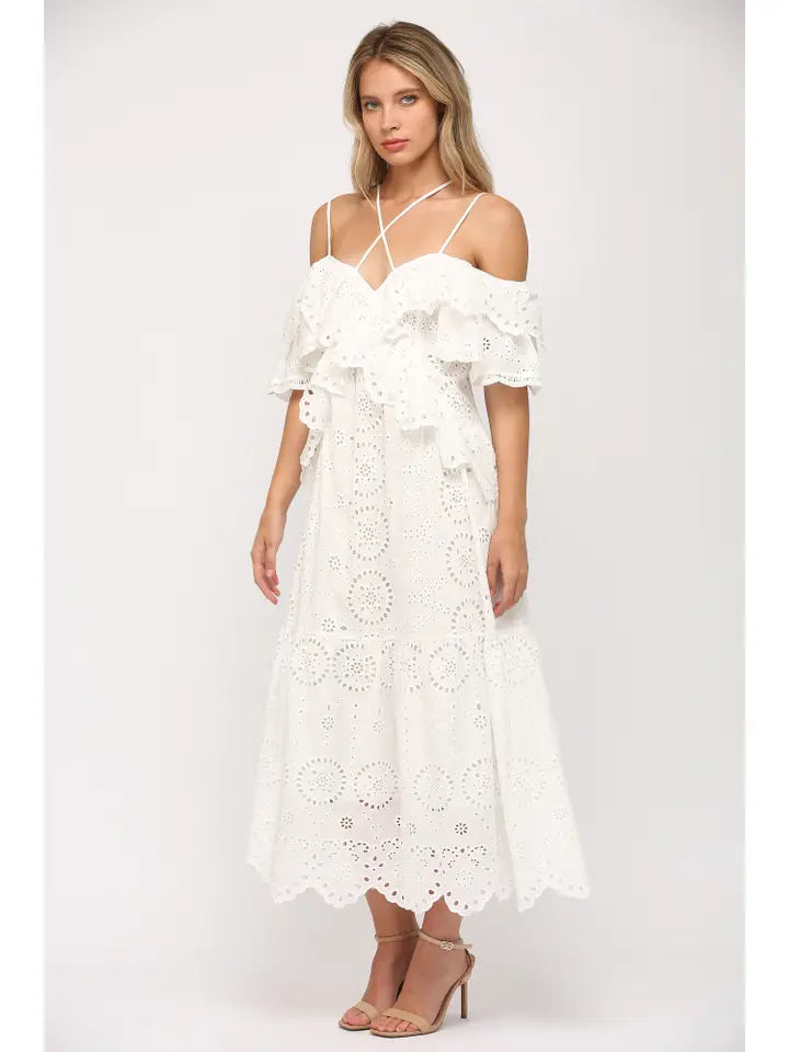 Mila Eyelet Maxi Dress (white)
