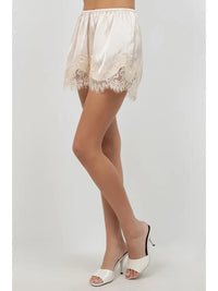 Champagne Satin Lace Shorts