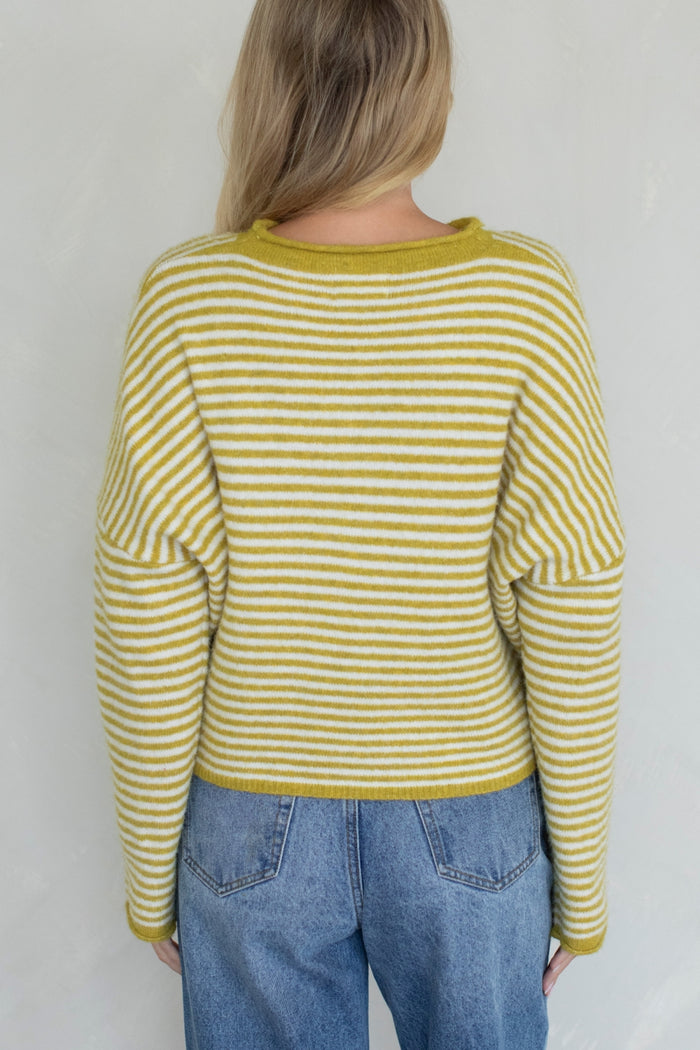 PREORDER The Piper Cardigan (dijon yellow stripe)