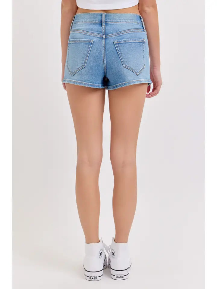 Mid Waisted Denim Mini Skort (lmedium)