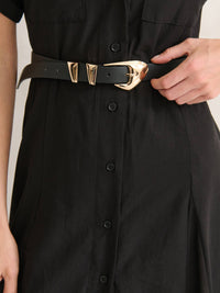 Pebble Dome Buckle Belt in Black - GEORGE-MARY'S