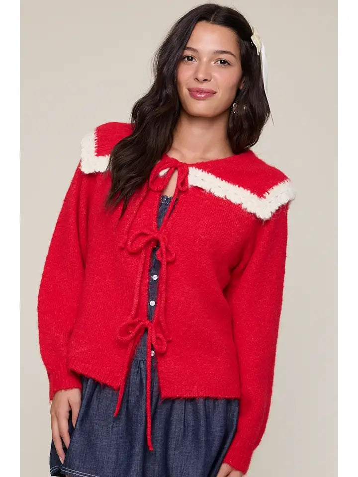 Bowie Red Collared Sweater