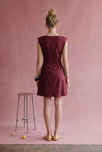 Resa Rouched Dress (maroon)