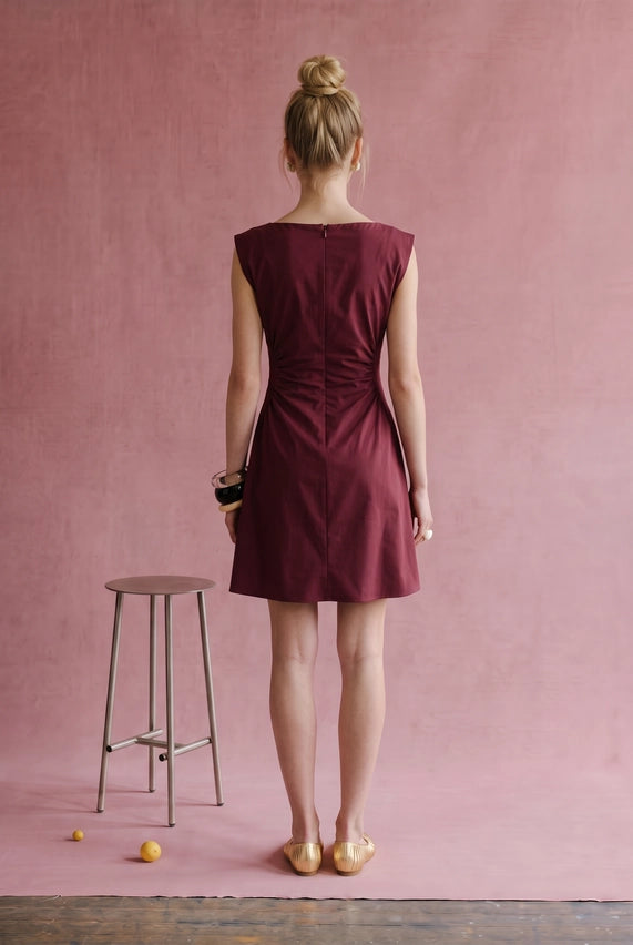 Resa Rouched Dress (maroon)