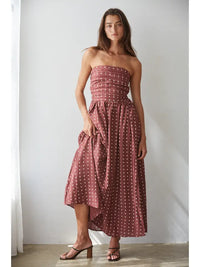 Maroon Polka Dot Tube Dress