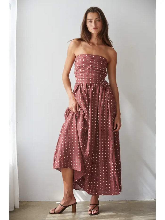 Maroon Polka Dot Tube Dress