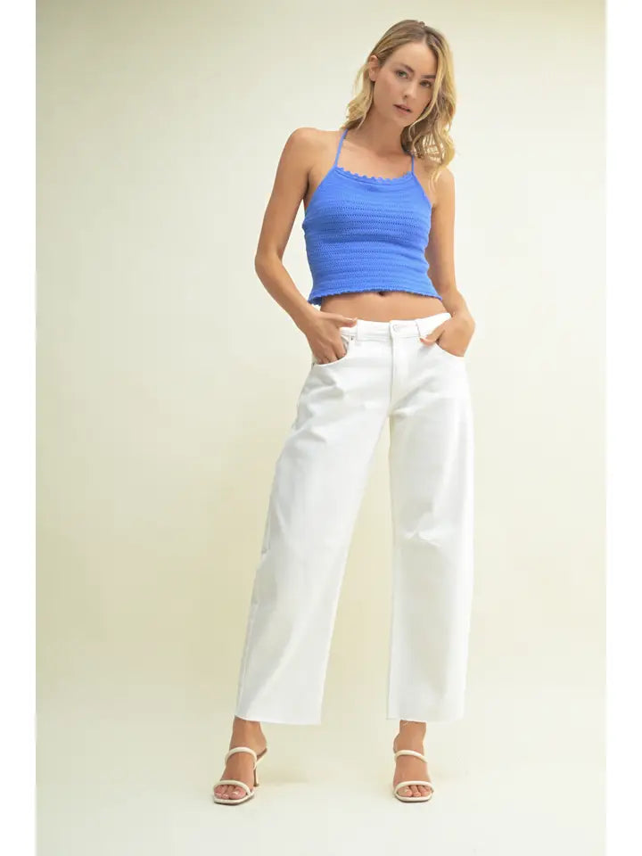 Mid-Rise Barrel Jeans (white)