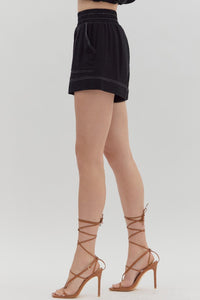 Black Contrast Stitch Shorts