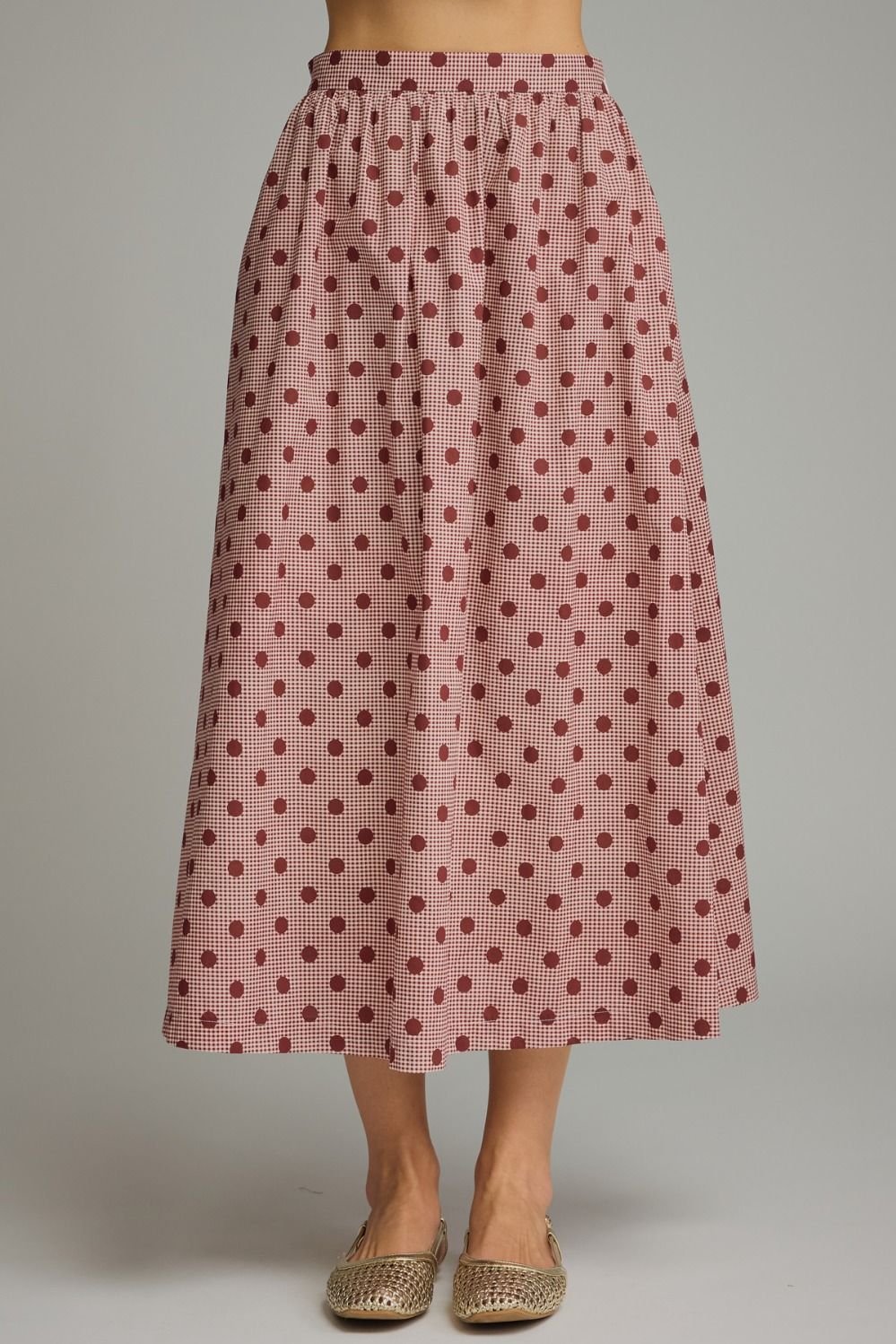 Gingham Polka Dot Midi Skirt - GEORGE-MARY'S