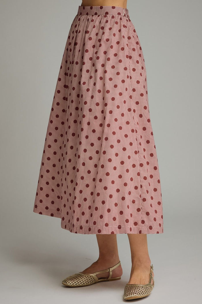 Gingham Polka Dot Midi Skirt - GEORGE-MARY'S