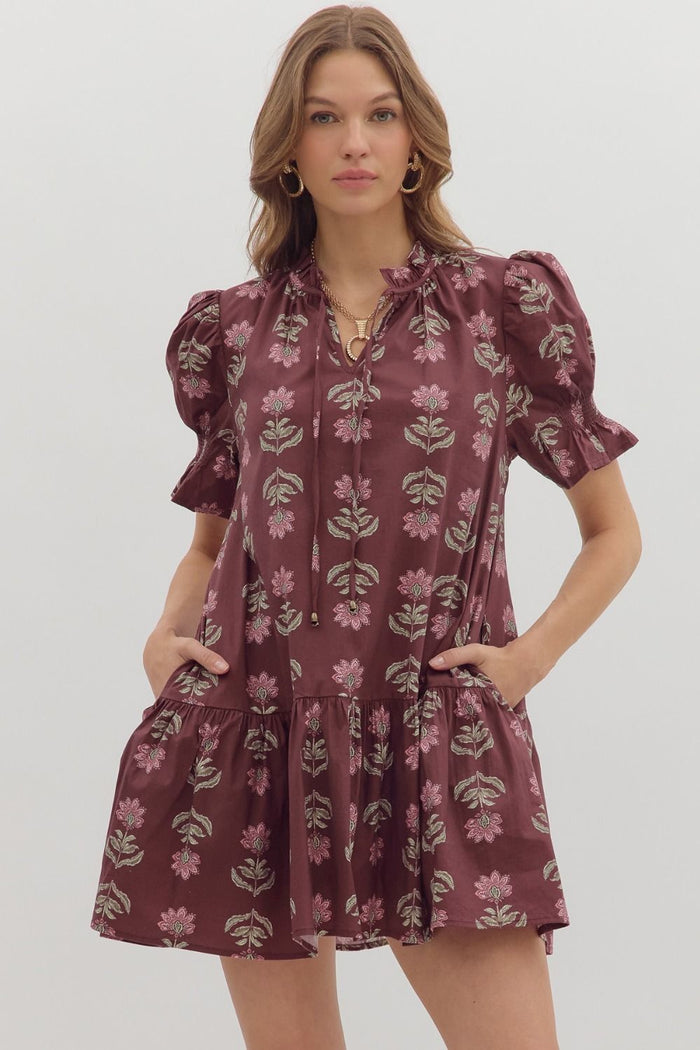 Burgundy Floral Dress