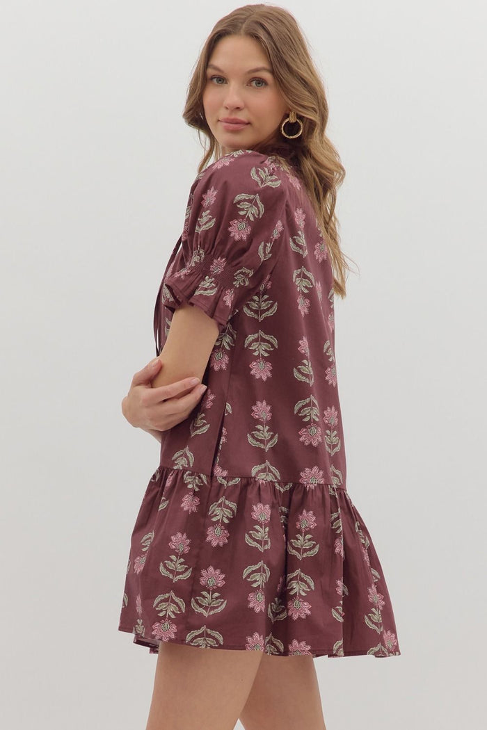 Burgundy Floral Dress