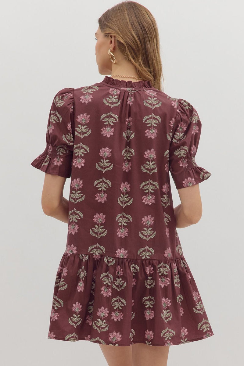 Burgundy Floral Dress
