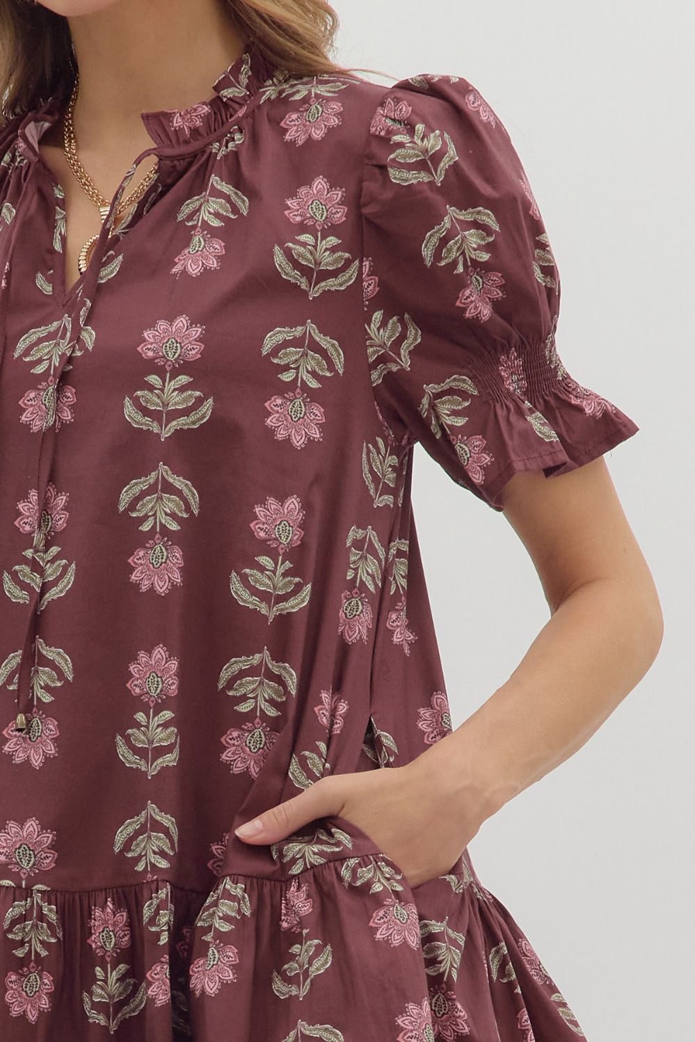 Burgundy Floral Dress
