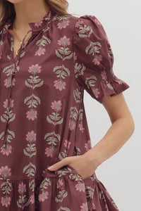 Burgundy Floral Dress