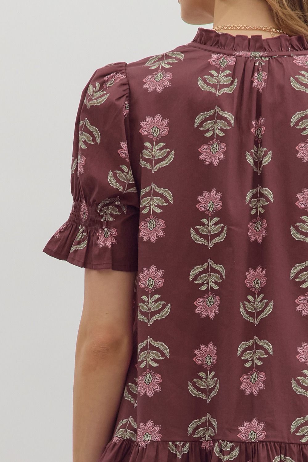 Burgundy Floral Dress