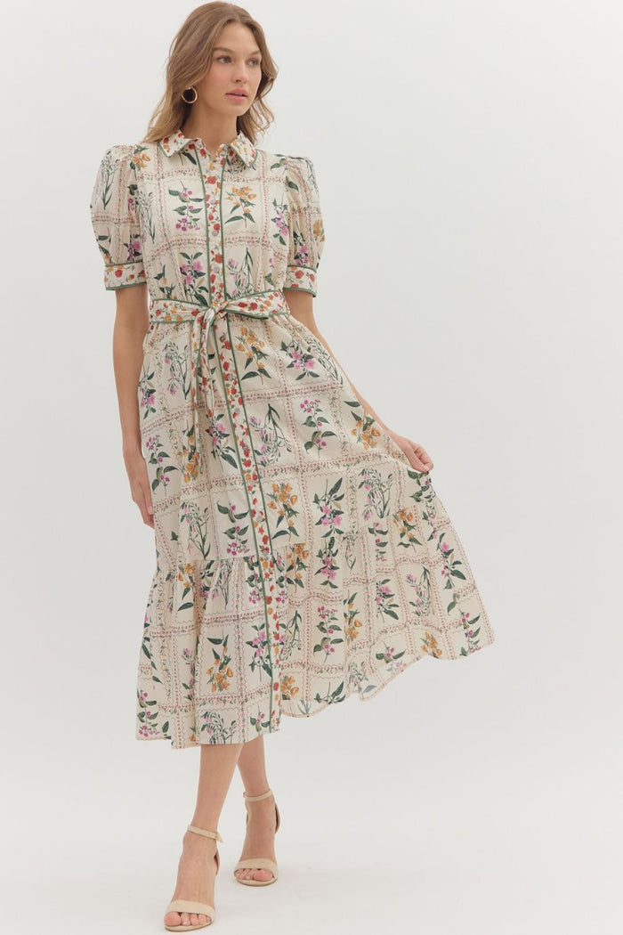 Tea Party Floral Midi Dress