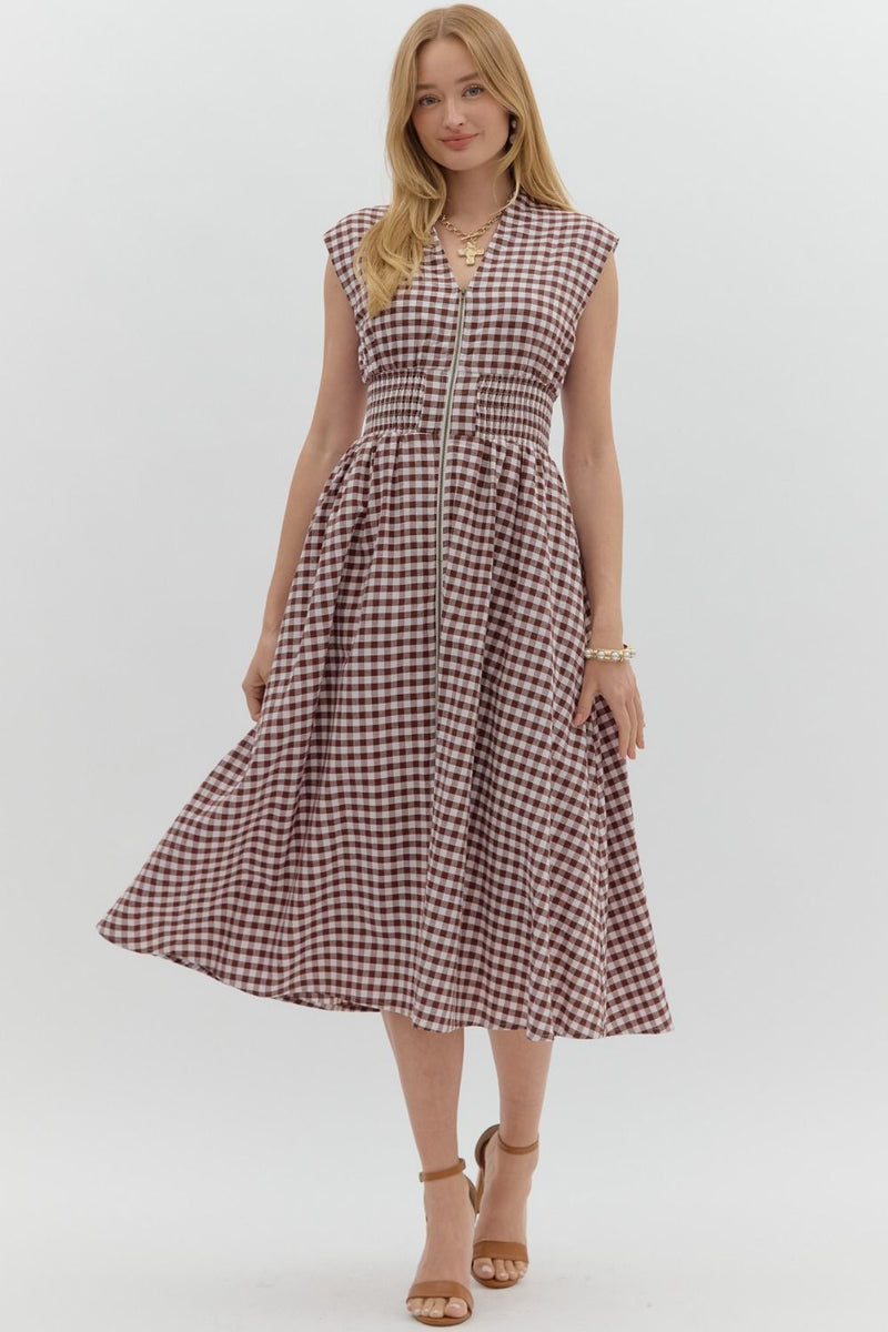 Gingham Zipper Dress