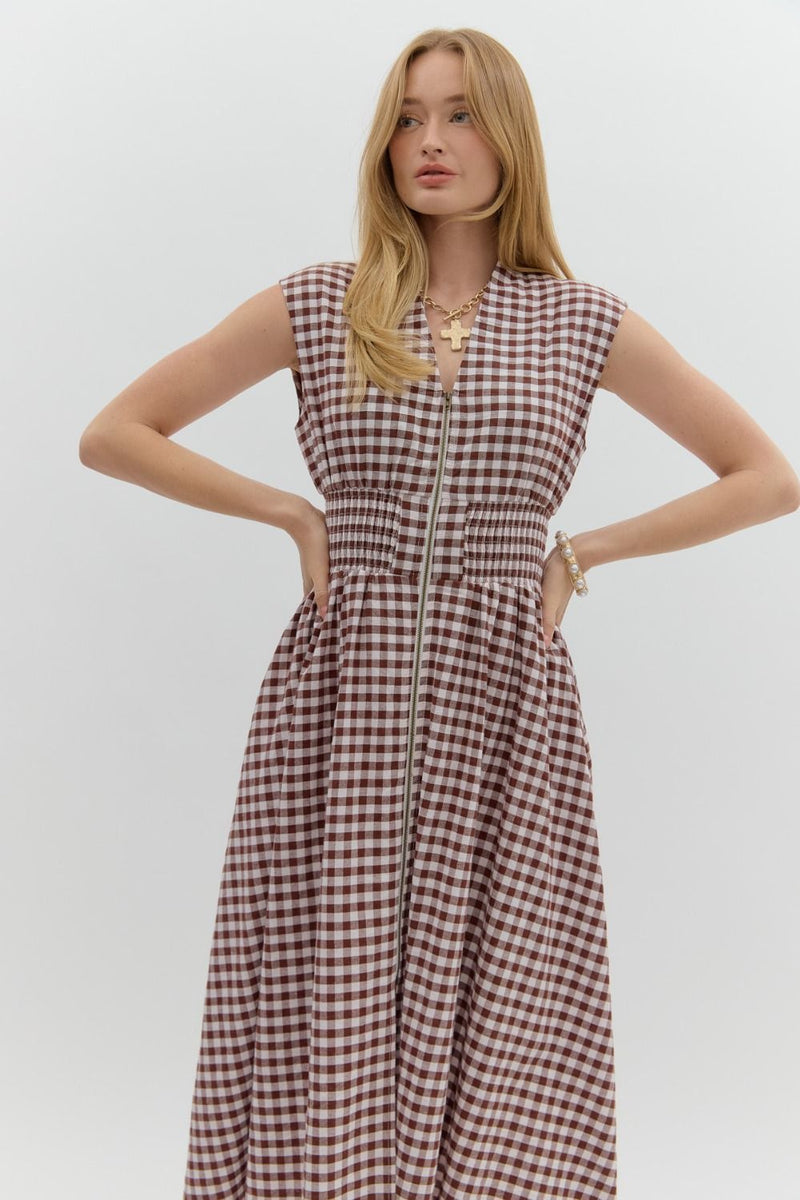 Gingham Zipper Dress