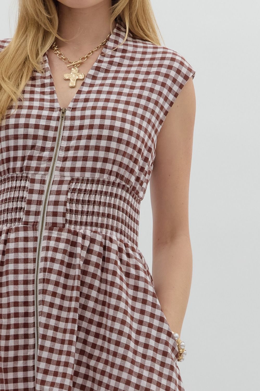 Gingham Zipper Dress