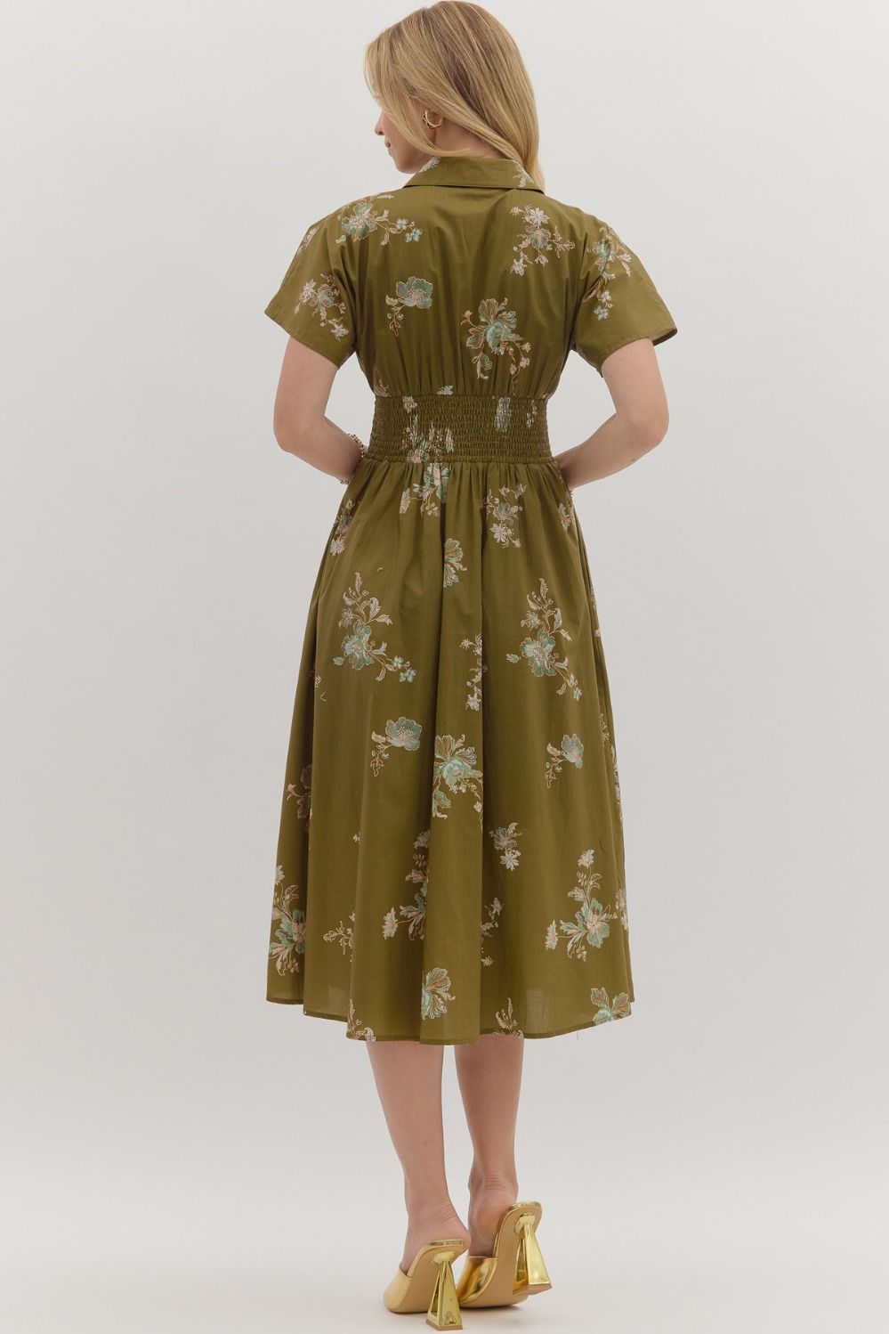 Margeaux Floral Midi Dress (olive)