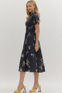 Margeaux Floral Midi Dress (black)