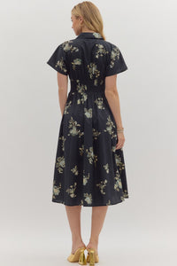 Margeaux Floral Midi Dress (black)