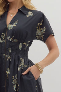 Margeaux Floral Midi Dress (black)