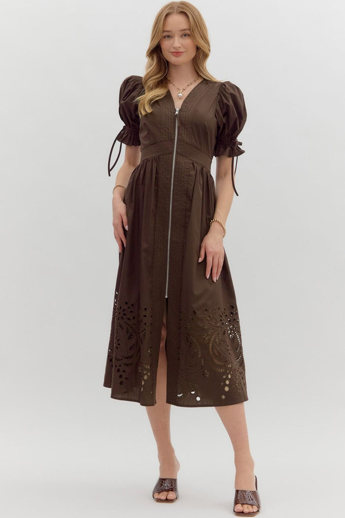 Everly Chocolate Eyelet Dress