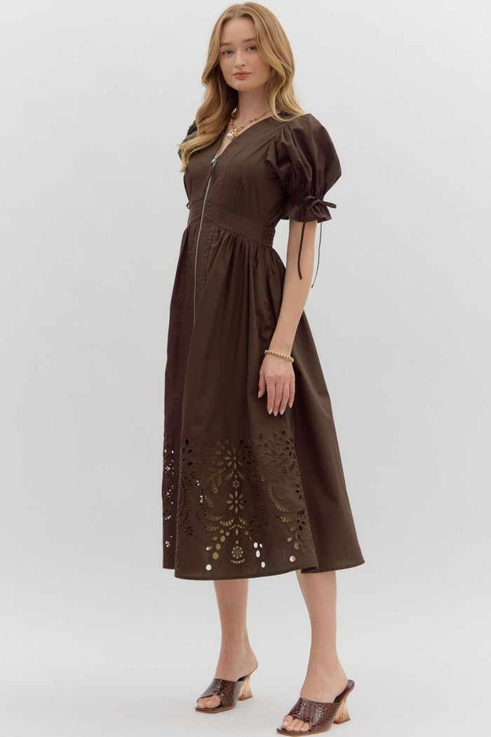 Everly Chocolate Eyelet Dress